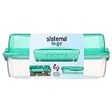 Sistema Lunch Stack Rectangle To Go Lunch Box, 1.8 L Food Container with Bento-Style Compartments, BPA-Free, Assorted Colours