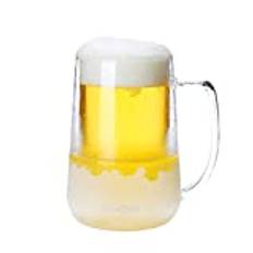 snveod Freezer Cooling Cup, Double Wall Mug With Handle and Freezing Liquid. Borosilicate Glass Freezer Mug.Beer Glasses for Red, White Wine,juice and Any Other Drinks.