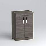 Royalbathrooms.co.uk 600mm Floor Standing Vanity Unit 2 Door Grey Elm with Matching Worktop Cabinet