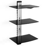 Tempered Black Glass Floating Wall Mount Shelves 3 Tiers