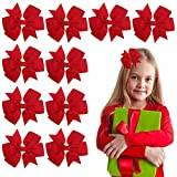 Sibba 10 Pieces Ribbon Hair Bows Alligator Clips Hairbows Barrettes 3 Inch Red Ponytail Holder Cheerleading Hairpin Christmas Valentine's Day Accessories for Women Toddler Girls