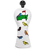 Montela Golf Club Covers,Colorful Birdie Tee 3 Wood Headcover Driver Headcover Fairway Wood Head Covers Hybrid Headcover Leather Golf Head Covers for Odyssey Scotty Cameron Taylormade