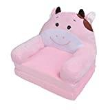 Foldable Kids Sofa Backrest Armchair, 2 in 1 Foldable Children Sofa Cute Cartoon Lazy Sofa Flip Open Couch Seat for Infant Toddler Baby Boys Girls, Kids Folding Sofa, Kids Couch (2 Layers)