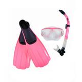 Mask, Snorkel, and Fin Package for Snorkeling PINK Set - 2XS (1-3 men's, 2-4 women's) / Dry Snorkel (add $9.00) / 2 Lens with Nose Purge (add $9.00)