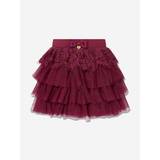 Girls Kamma Lace Trim Skirt in Red - Red / 3 - 4 Yrs