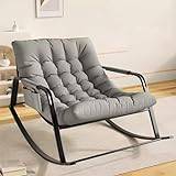 TANZEM Upholstered Rocking Chair for Nursery, Home Balcony Relaxing Chair Glider Rocker Fabric Padded Rocking Chair,92cm Width Seat Upholstered Chair for Bedroom Living Room,Recliner Chair with Ant