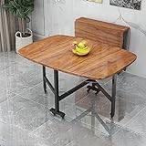 FAXIOAWA Wooden Extendable Dining Table with Universal Wheel - Multifunction Space Saver Table & Chairs for Restaurant, Living Room, Patio Deck -Dining Drop Leaf Table