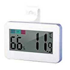 Fridge Thermometer Hygrometer,INRIGOROUS LCD Digital Fridge Freezer Thermometer Monitor Humidity Meter with Magnetic back Hanging Hook Retractable Stand and Suction Cup (White)