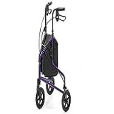 DAYS Tri Wheel 3-Wheel Folding Mobility Walker, Lightweight, Carry-on Bag and Lockable Brakes, Comfortable Mobility Aid for Elderly and Handicapped Users, Purple