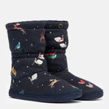 Navy Animal Print Boot Slippers