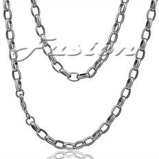 Solid sterling 925 silver strong oval belcher chain necklace anklet bracelet