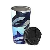 Thermos Coffee Travel Mug 500 ml Orca Killer Whale Insulated Cup Double Wall Vacuum Stainless Steel Tumbler for Car Home Office Camping