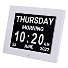 Gaclöz Day Clock 8 Inch Extra Large Impaired Vision Digital Clock with Non-Abbreviated Day & Month Auto Dimmable Dementia Alarm Clock with Remote Control