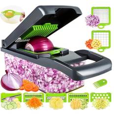 SHEIN pcsSet Vegetable Chopper Multifunctional Fruit Slicer Handle Food Grater Vegetable Slicer Cutter With Container Onion Mincer Chopper With Multiple Int