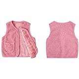 Kids Children's Boys Girls Fleece Vest Baby Winter Polyester Zipper Vest Coat Fleece Sleeveless Jacket Thicken (Color : Pink, Size : 120)