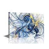 Abstract Blue and Yellow Color Artistic Pattern Canvas Wall Art Modern Futuristic Dynamic Painting Minimalist Art Framed Print Ready to Hang for Living Room Bedroom Bathroom Home Wall Decor 8x12inch