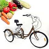 Adult Tricycle 24 Inch Tricycle Bike with Shopping Basket 3 Wheel Bicycle for Adults Tricycle