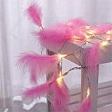 LED String Lights, 2M 20LED Battery Operated Feather Fairy String Lights for Festival Wedding Party Garden Home Living Room Decorations (Pink)