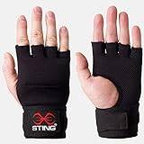STING Elasticised Quick Boxing Hand Wrap Gloves, Boxing Equipment for MMA Competition and Training, Black/White, Small