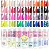 Lavender Violets 36 Colours Dip Powder Nail Kit Starter Quick Drying Dipping Powder Nude and Full Range Colour Set for Home Salon Spring Glossy Matte Nail Art Design M950