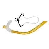 Swimming Snorkel Reduced Drag Silicone Swimming Breathing Tube with Adjustable Head Brace for Snorkeling Diving Suitable for Beginners Who Have Not Yet Mastered Breathing (Transparent New Yellow)