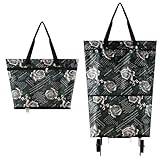 YIUPEDRFG Reusable Foldable Shopping Bag With Wheels Shopping Experience To Next Level Foldable Shopping Trolley Bag Cloth, Rose printing