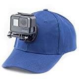 Digicharge Baseball Cap Hat with Action Camera Holder Mount Bracket Compatible for GoPro Max Hero Akaso Dragon Touch Apexcam Crosstour Campark Fitfort Apeman Camkong Victure Kitvision Cam Blue