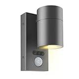 Kerry Outside Wall Lights with Sensor, IP65 Waterproof Downward Outdoor Lighting, External PIR Wall Mount Security Downlight, Anthracite Grey Stainless Steel Exterior Light Mains Powered (Bulb Excl.)