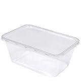 We Can Source It Ltd 25 1000ml Plastic Food Containers with Lids | Food Grade BPA Free | Microwave Dishwasher Freezer Safe | Food Storage Meal Prep Lunch Box Kitchen Takeaway
