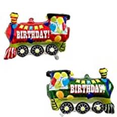 ballonfritz® Happy Birthday Train Balloon Set of 2 XXL Balloons 75 x 60 x 25 cm as a Birthday Gift, Party Decoration or Surprise for Children's Birthday Parties