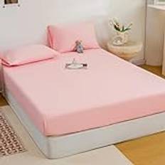 LDLCYCN Brushed Fitted Sheet Queen Size, Solid Color Minimalist Mattress Cover Soft Comfortable Matress Protector 2-7In Deep Pocket for Bedrooms Student Dormitories Hotel,pink,Queen(150 * 200cm)