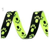 15mm Yellow / Neon Paw Printed Webbing for Dog Leash / Collar