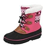 Toddler Winter Plush Boots Kids Shoes Snow Boots Girls Boys OutdoorBoots Waterproof Warm Boots With Cotton Snow Boot (ASIB-Pink, 6-7 Years Little Child)