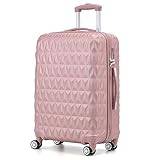 Large Lightweight ABS Hard Shell Travel Hold Check in Luggage Spinner Suitcase with 4 Wheels (Rose Gold)