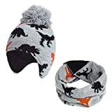 TAGVO 2 in 1 Kids Beanie Hat Circle Scarf Set, Winter Warm Thick Fleece Lining Knitted Beanie Ear/Neck Warmer, Thermal Elastic Soft Hat Neck Gaiter for Baby Toddler Girls Boys