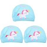 TENDYCOCO 3pcs Girls for Adorable Caps Hat Swim Cap Kids Design and Pattern Nylon Hats Toddlers Cartoon Pool Bathing Unique Child Children Swimming Holiday Water Unicorn Beach