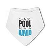 Born to Play Pool Like Uncle/Auntie with Personalised Name Pink/Blue - Baby Bandana Bib