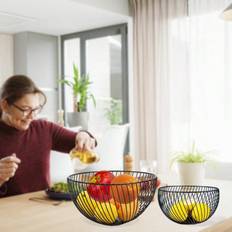 SHEIN Vocheer  Pcs Round Black Wire Basket   cm   Inch Shallow Fruit Bowl For Snack Households Items Storage
