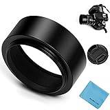 46mm Metal Standard Screw-in Standard Lens Hood Sunshade with Centre Pinch Lens Cap for Canon Nikon Sony Pentax Olympus Fuji Sumsung Leica Camera +Cleaning Cloth