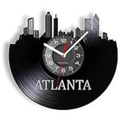 AVJERA 12 Inchwall Clock Round Atlanta Skyline Vinyl Record Clock Ga Georgia Wall Art Atlanta Wall Decor Atlanta Hometown Cityscape Wall Clock Usa Travel Gift