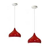 LED Pendant Lights Multicolour Dining-Room Restaurant Lamp Pendant Lamps Home Decoration Lighting Set of 2 (Red)