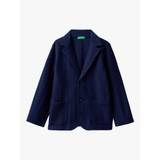 Benetton Kids' Cotton Diagonal Woven Blazer, Night Blue