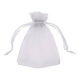 WedDecor 25pcs Organza Gift Bags, 7cm X 9cm Silver Small Organza Bags Wedding Favour Jewellery Pouches Drawstring Candy Mesh Pouches for Small Gifts, Christmas, Wedding Party Supplies