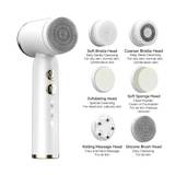 (White LED Display) Ultrasonic Electric Face Cleansing Brush Hot Cool Sonic Facial Exfoliating