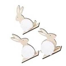 Alipis 3pcs Rabbit Ornament Home Decor Wood Tray Emblems Wooden Tray Easter Decors Easter Table Sign Decor Easter Adorn Easter Rabbit Easter Decoration Easter Bunny Toy Household