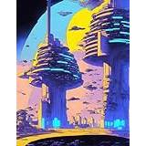 SERENDIPITP canvas posters wall art no frame pictures 58x90cmFuturistic City in on an Archipelago in the Indian Ocean