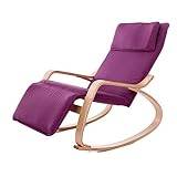 ItzZa Rocking Chair Adult Siesta Chair Bedroom Living Room Recliner Office Armchair Folding Chair Bearing Weight 200Kg (Purple)