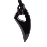 Men black 316 titanium steel wolf tooth charm pendant necklace cord cool gift sp