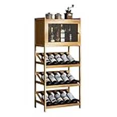 zxhrybh Home Liquor Cabinet, Bamboo Bar Cabinet, Corner Wine Cabinet, Tall Bar Cabinet 3 Tiers Capacity, for Coffee, Tiny Bar (Color : Log color, Size : 4layer)