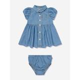 Baby Girls Denim Dress Set in Blue - Blue / 24 Mths